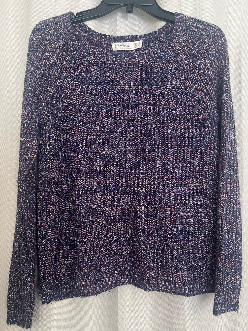 Faded Glory Women’s Marled Knit Pullover Sweater Purple Pink Size L 12-14